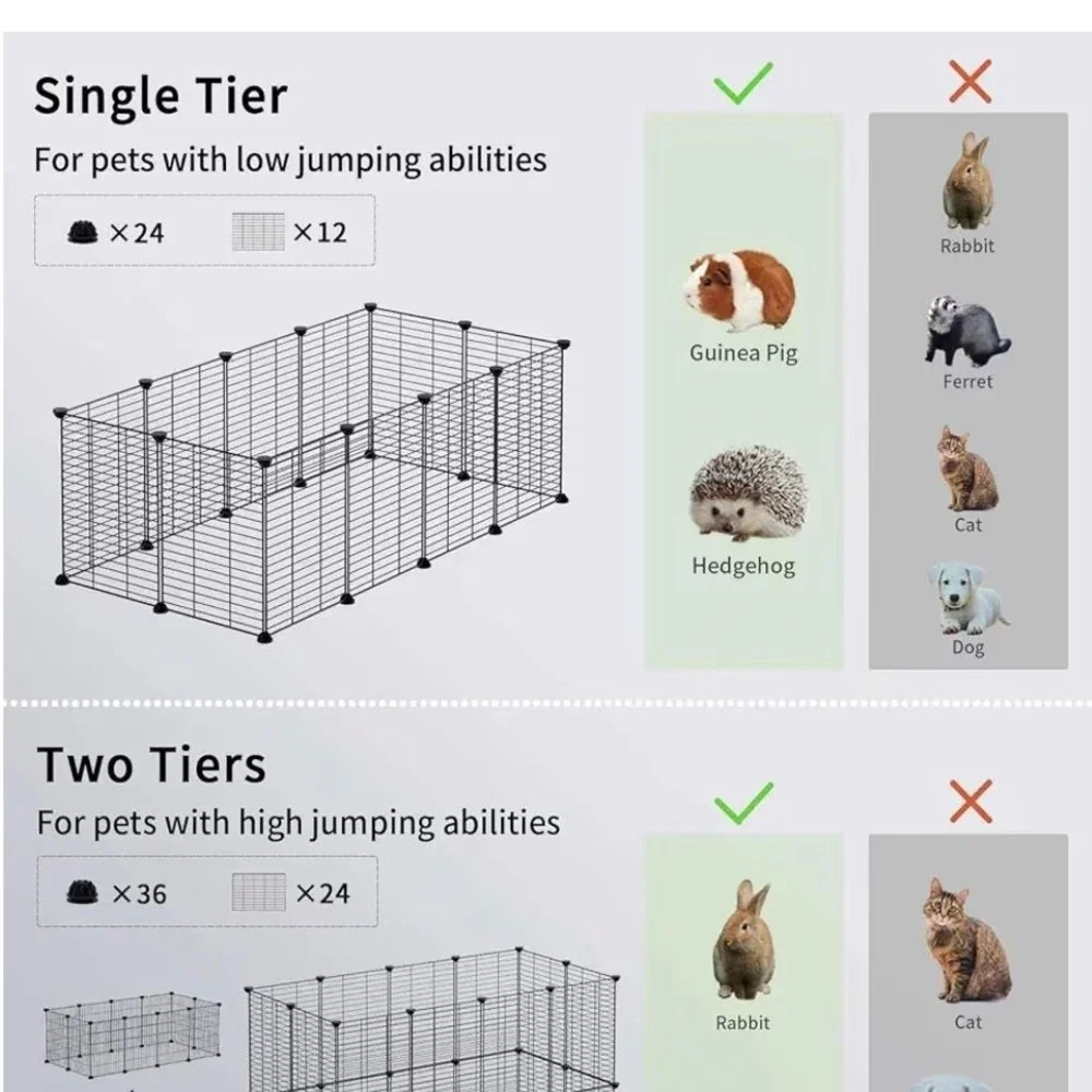 LURIVA DIY Small Animal Playpen 12 Panels Black Metal Wire Pet Fence 15x12 O4